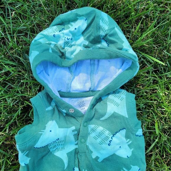 🤸♀️3 for 12🤸♂️ Carter's One Piece Sleeveless Hoodie Dinosaurs 3M - Picture 4 of 4